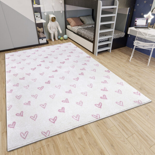 Äventyr BARNMATTA - Hjärtan Creme-rosa - Bild 2