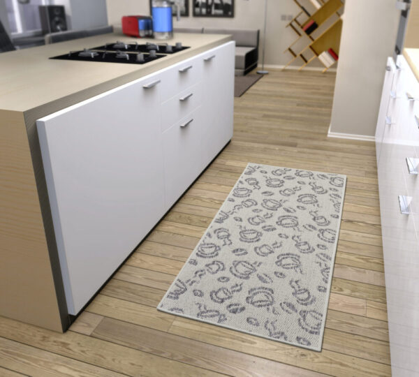 Cucina Anti-Slip Löpare - Coffee  Cups Creme Grå 92x150 cm