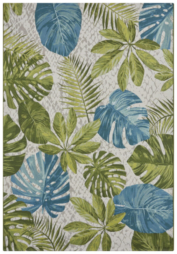FLATVÄVD Flair Matta - Tropical Leaves TURKOS GRÖN - Bild 2