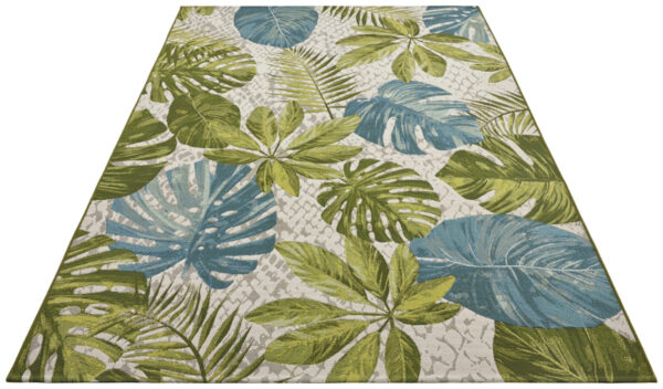 FLATVÄVD Flair Matta - Tropical Leaves TURKOS GRÖN - Bild 3