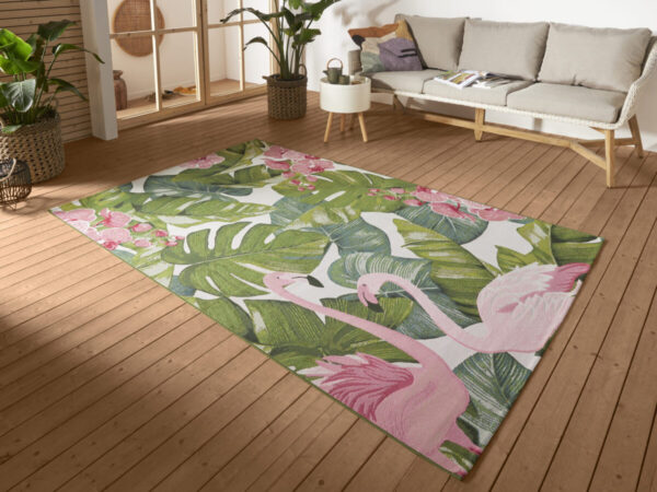 FLATVÄVD Flair  Matta - Tropical Flamingo