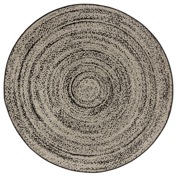 FLATVÄVD Matta - Swirl Crème-SVART runda - Bild 2