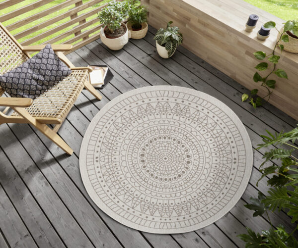 Vändbarat Matta - Porto Beige runda
