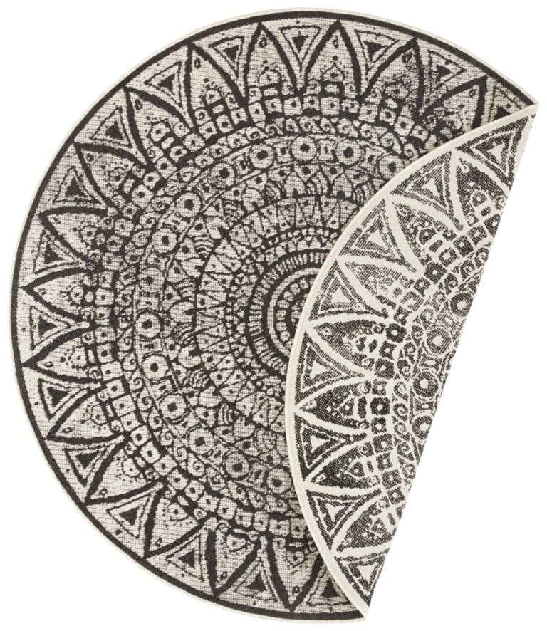 FLATVÄVD Lilja Matta - SVART Rund