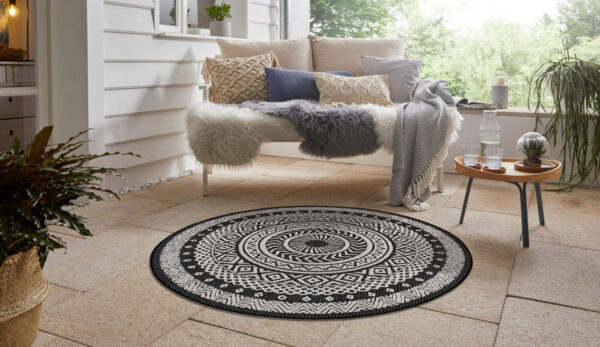 FLATVÄVD - Mandala SVART rund