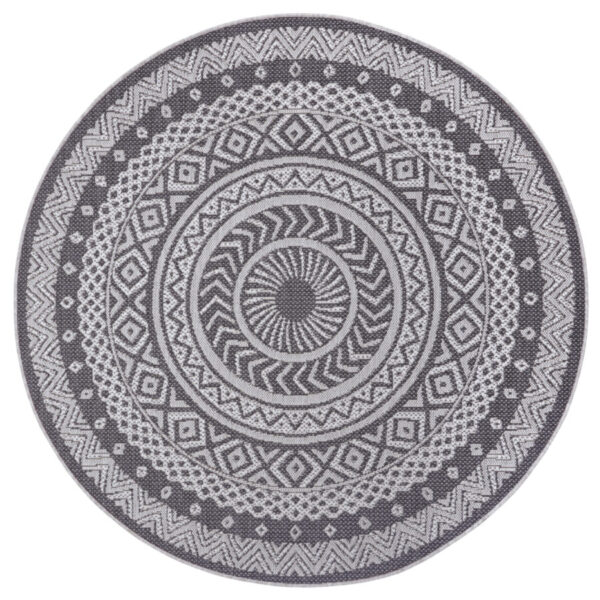 FLATVÄVD - Mandala LJUSGRÅ rund - Bild 2