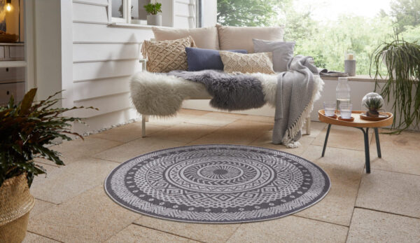 FLATVÄVD - Mandala LJUSGRÅ rund