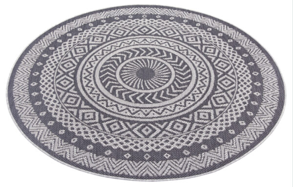 FLATVÄVD - Mandala LJUSGRÅ rund - Bild 3