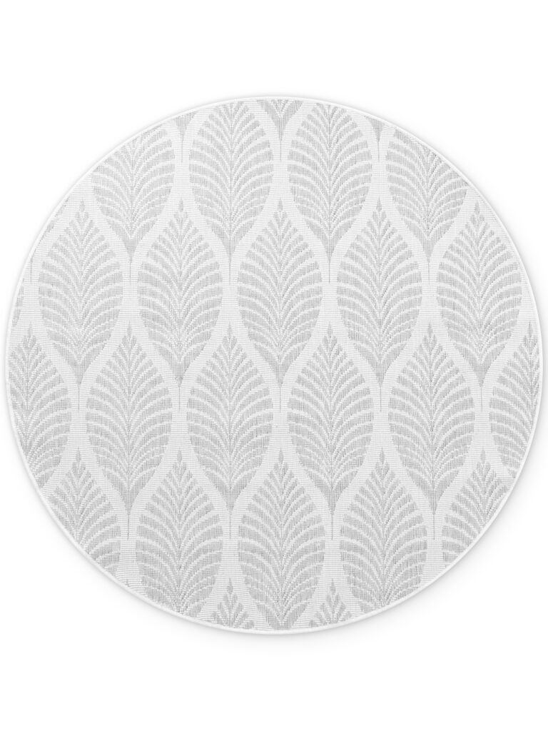 Utomhus matta - Liora Vit-grå Rund matta i färgen Ljusgrå gjord i materialet 100% Polypropylen