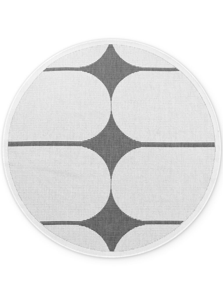 Utomhus matta - Bowen Svart-vit Rund matta i färgen Svart gjord i materialet 100% Polypropylen