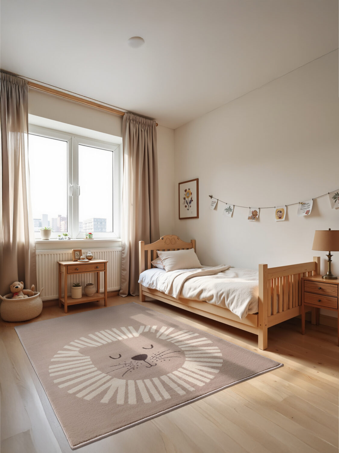 Barnmatta - Happy Lion Beige-cream matta i färgen Beige gjord i materialet 100% Polypropylen