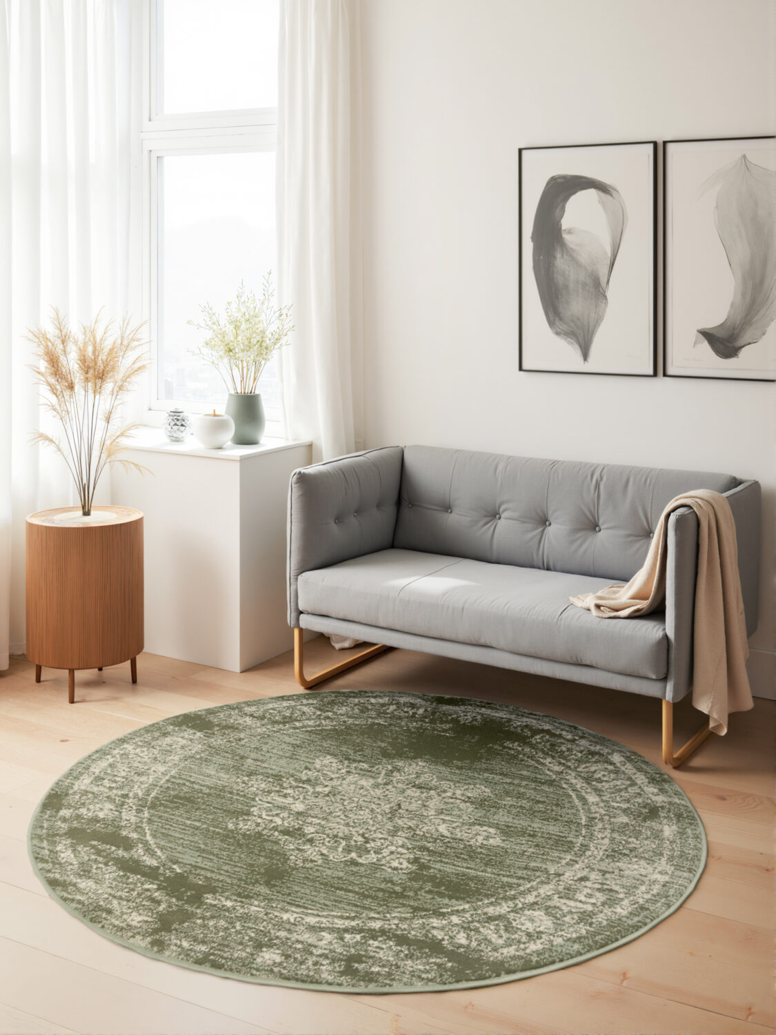 Gloria - Lydia Grön Rund matta i färgen Grön gjord i materialet 100% Polypropylen