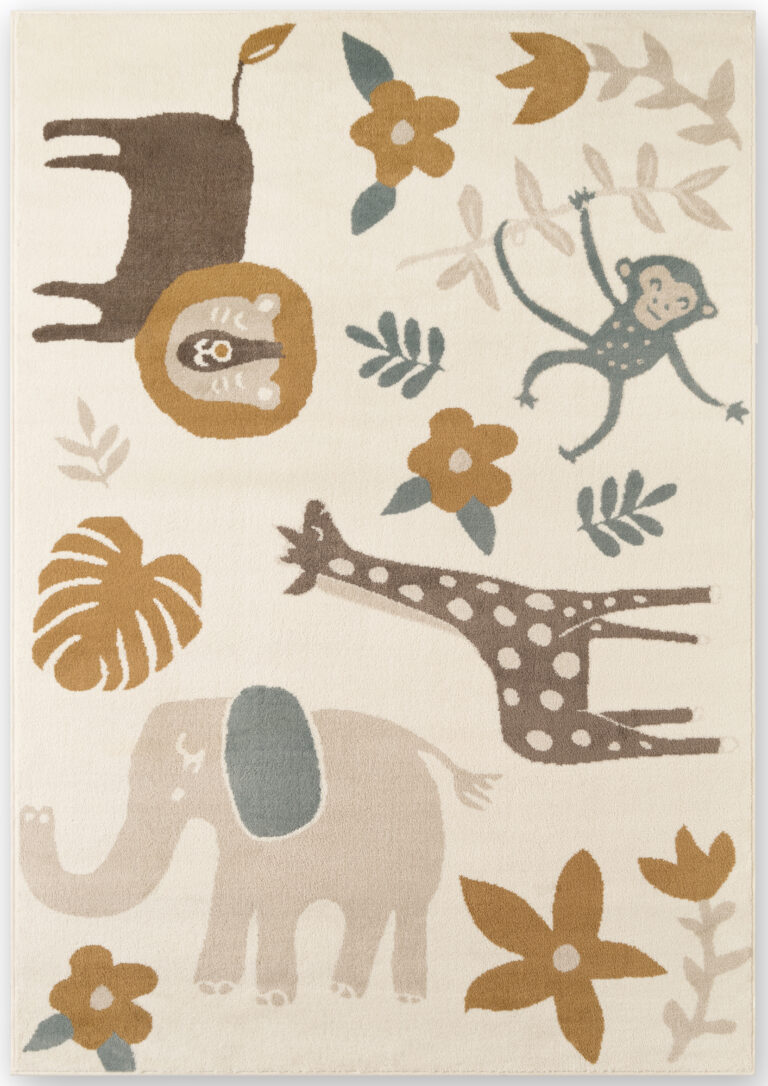 Barnmatta - Animal Safari Cream-Multi matta i färgen Multi gjord i materialet 100% Polypropylen