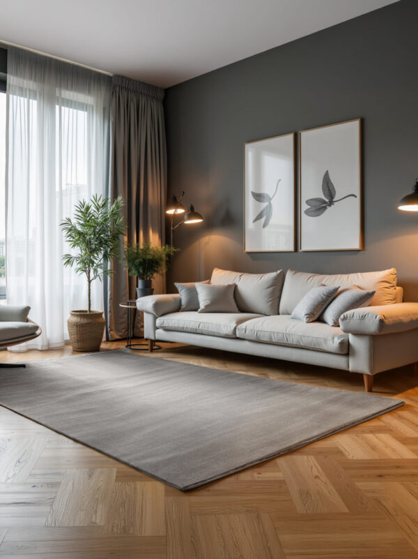 Perles - Dolomite Cream Grå matta i färgen Grå gjord i materialet 75% Polypropylen