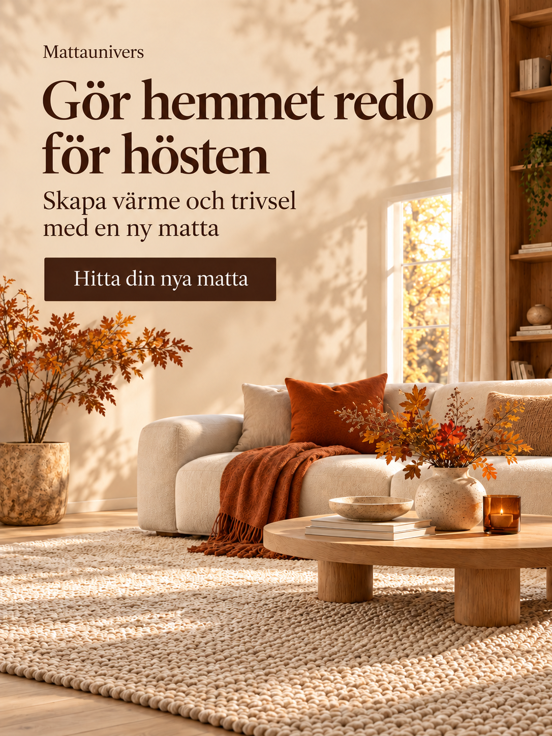 Gör hemmet redo för hösten – ombonat vardagsrum med ny matta