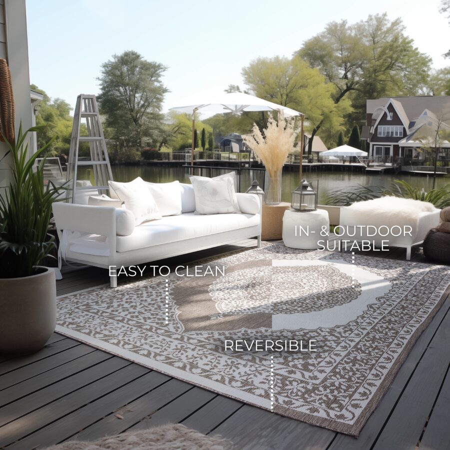 Elle Decoration Gemini vändbar matta för inomhus och utomhus - Linne - Bild 4