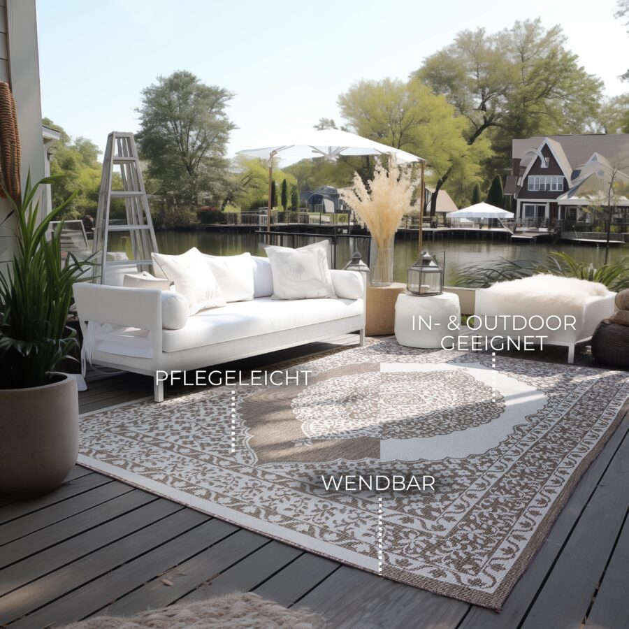 Elle Decoration Gemini vändbar matta för inomhus och utomhus - Linne - Bild 3