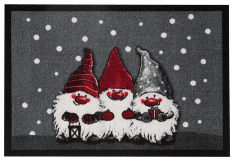 Design dörrmatta jultomtar 40x60 cm - Grå
