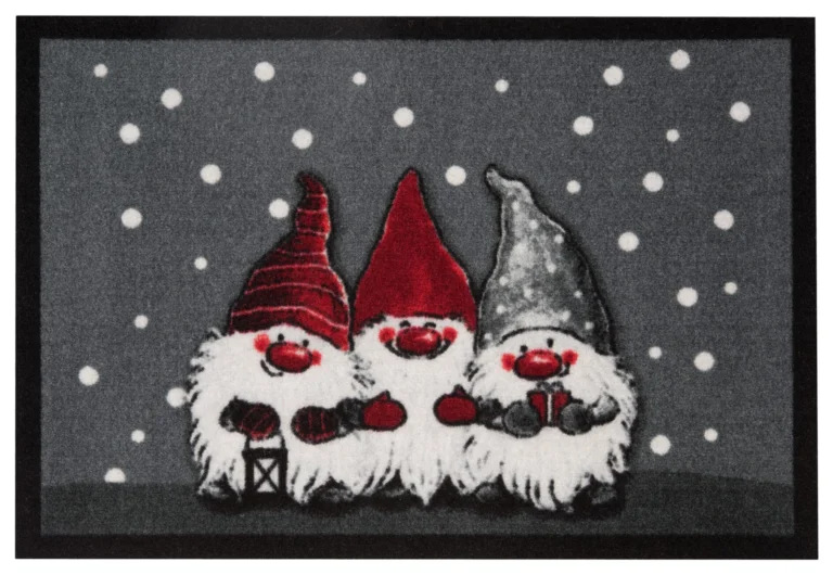 Design dörrmatta jultomtar 40x60 cm - Grå