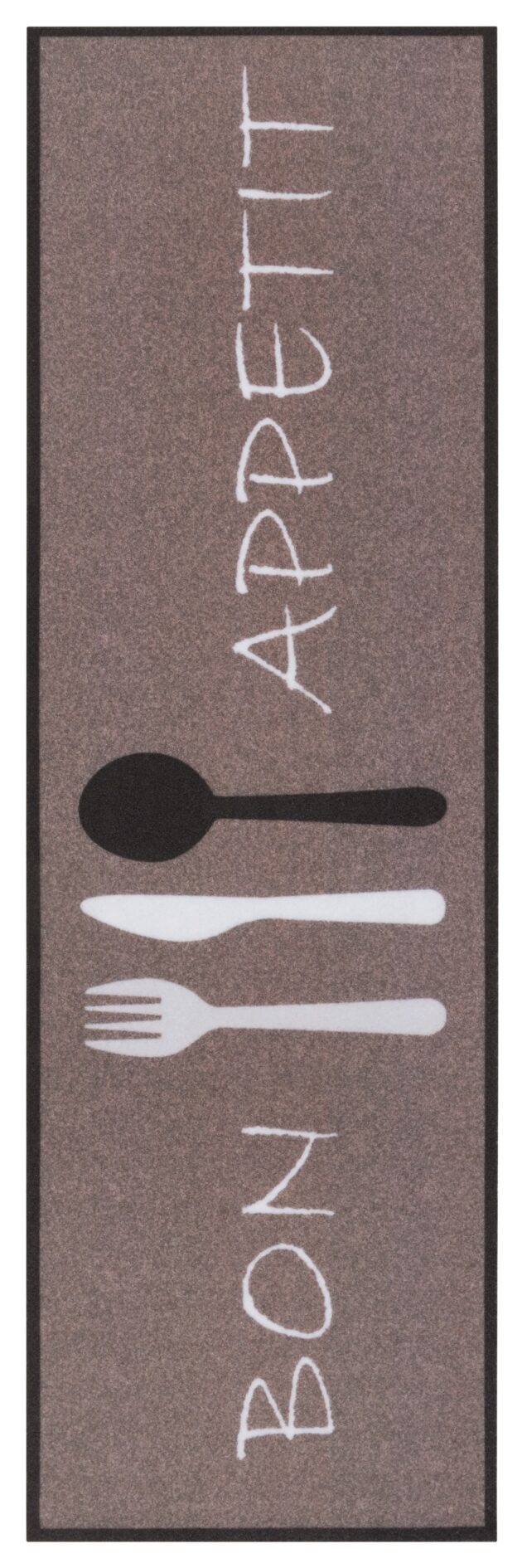 Hanse Home Cook & Clean Halkfri Gångmatta Bon Appetit Bestick 50x150 cm - Brun-vit
