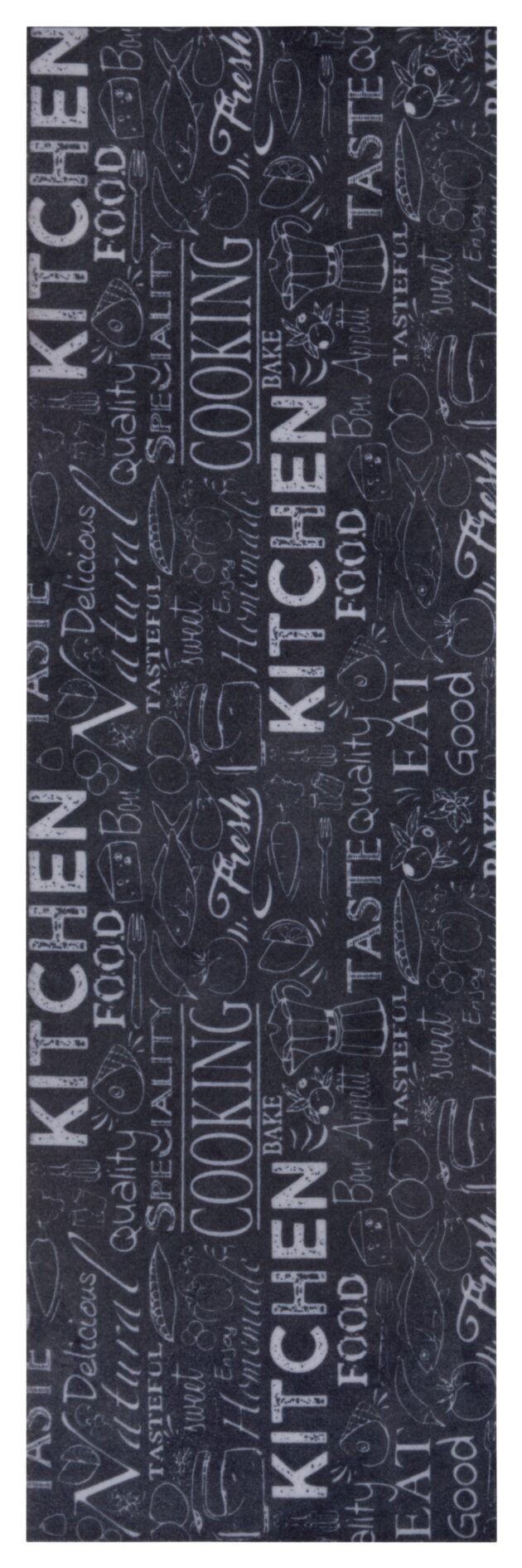 Hanse Home Cook & Clean halkfri gångmatta Wild skärbräda 50x150 cm - Svart-vit