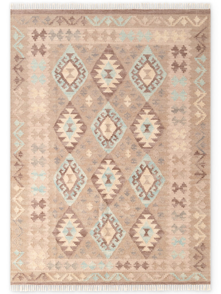 Hanse Home Kamal Afghansk Kelimmatta Dune Beige Ljusblå