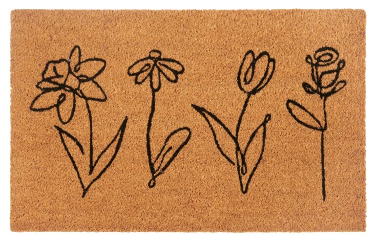 Hanse Home Mix Mats Dörrmatta Kokos Line-Art Blommor 40x70 cm - Kokosöarna