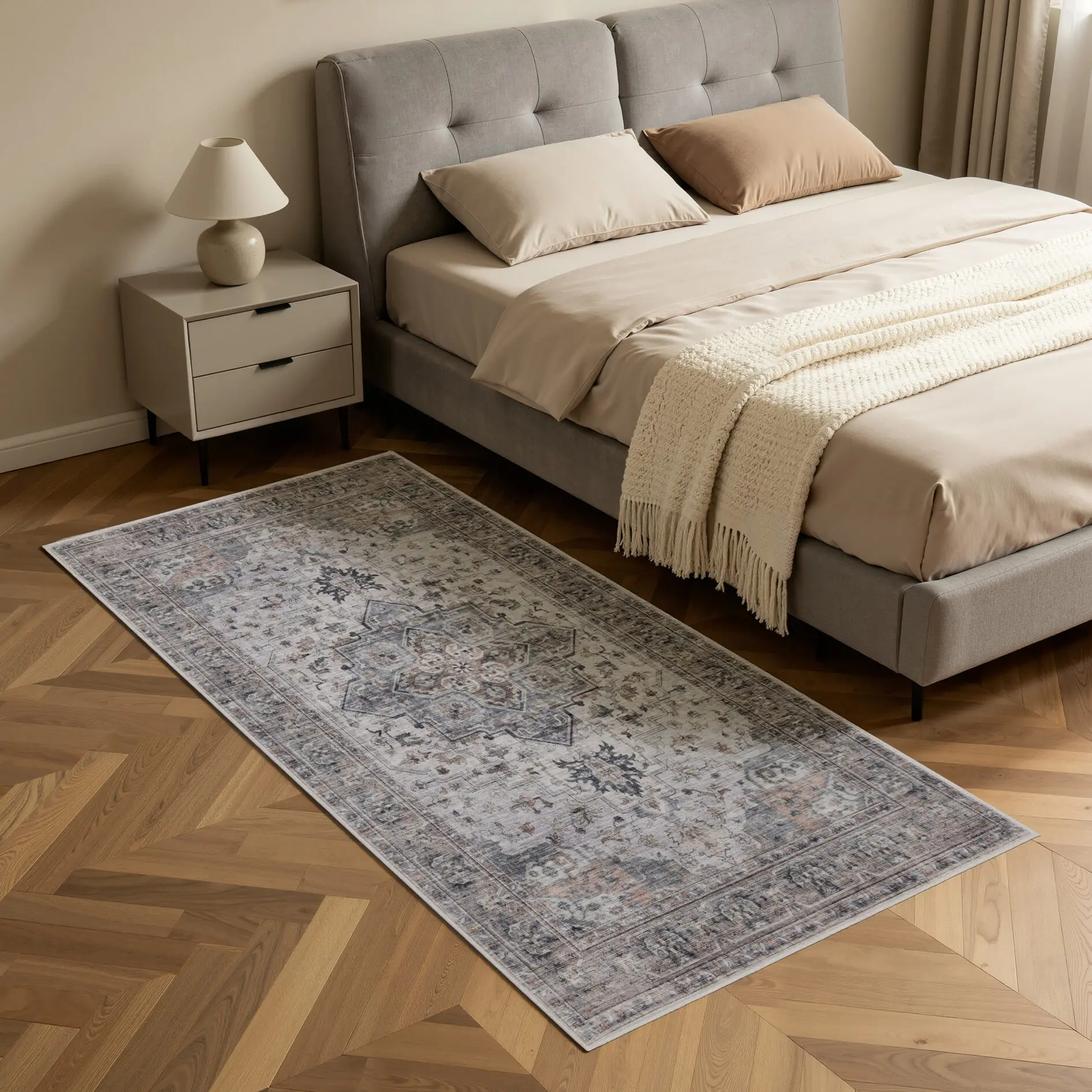 Inka Tvättbar Vintage matta 1144 - Beige