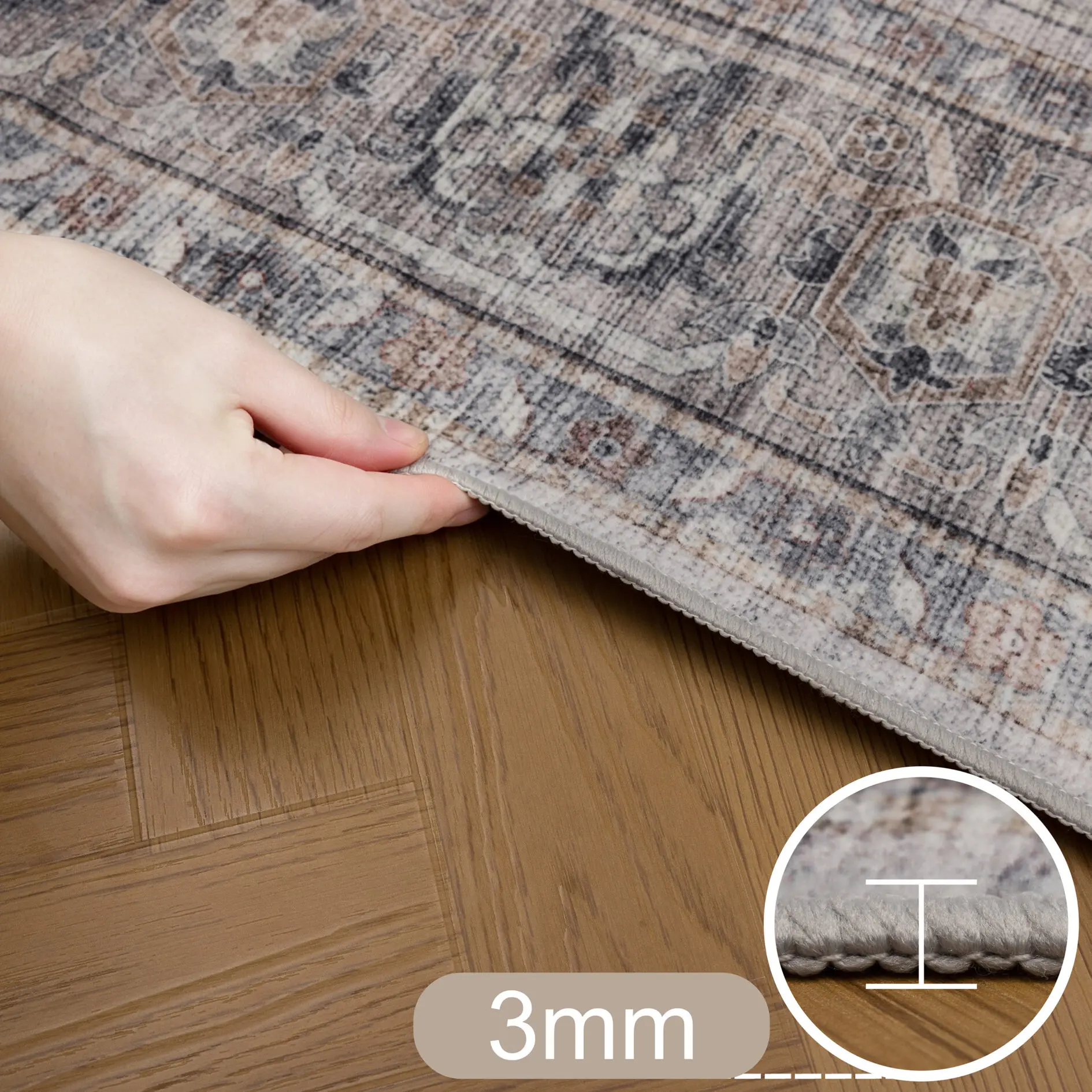 Inka Tvättbar Vintage matta 1144 - Beige