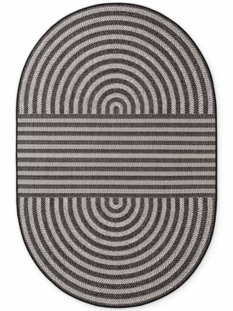Ted Baker Haringey plattvävd matta Woodfield svart/vit 160x230 cm Oval - Svart-vit